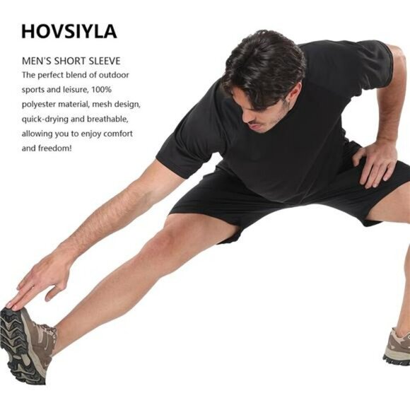 Mens Dry Fit Running Shirt Moisture Wicking Gym Workout Athletic T Shirt - Picture 4 of 7